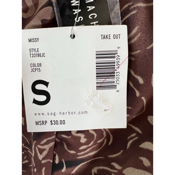 Sag Harbor Brown Floral Midi Skirt With Flared Hem S Polyester Elastic Waist - Picture 5 of 16